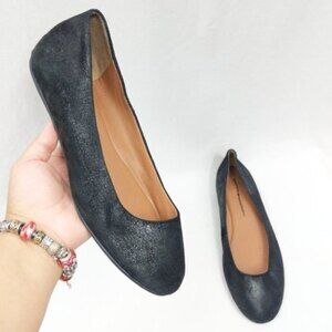 Lucky Brand Black Leather Bonitah Flats 8.5M